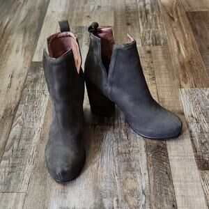 Jeffrey‎ Campbell Womens Gray Suede Booties Size 10M Layered Block Heel Slip On